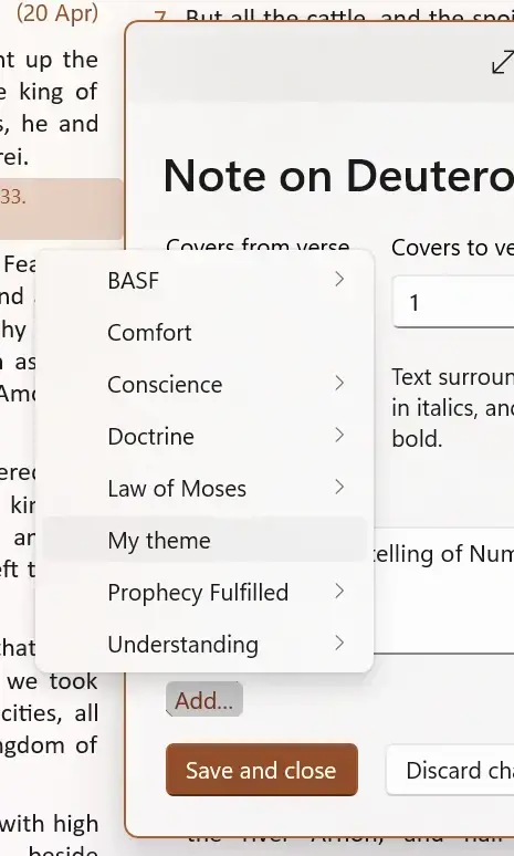 Screenshot showing several tag folders in the Notes library